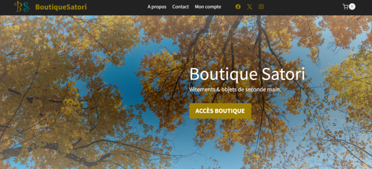 page d'accueil boutique satori